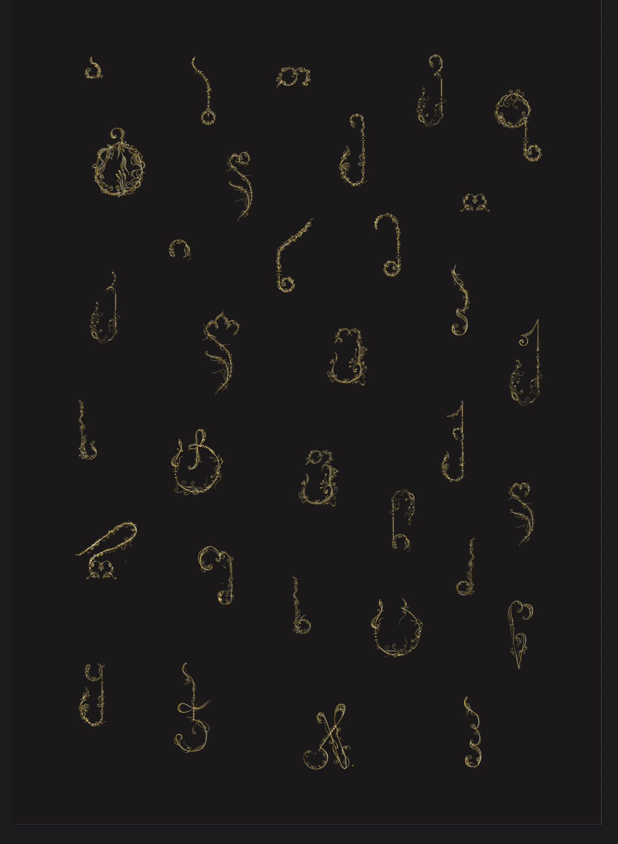 Ornamental Georgian alphabet studies